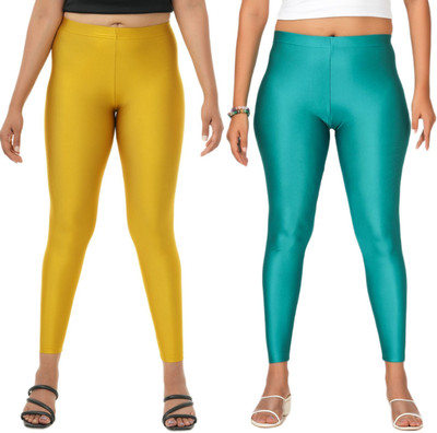 LoveiT Ankle Length Western Wear Legging(Light Green, Green, Solid)