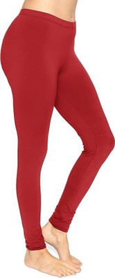 UNFLD Ankle Length  Western Wear Legging(Maroon, Solid)