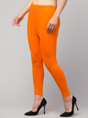RIIPO Ankle Length Western Wear Legging(Orange, Solid)