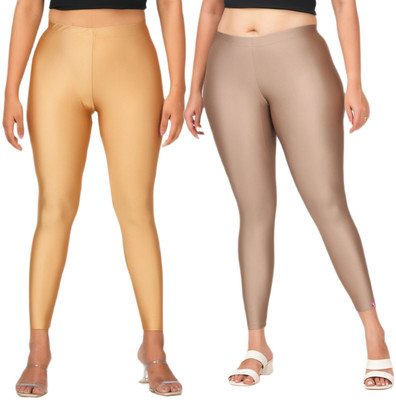 LoveiT Ankle Length Western Wear Legging(Gold, Brown, Solid)