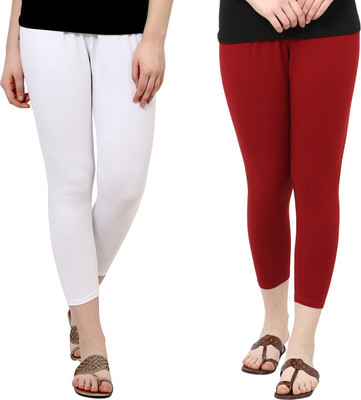 NGT Ankle Length  Ethnic Wear Legging(White, Maroon, Solid)