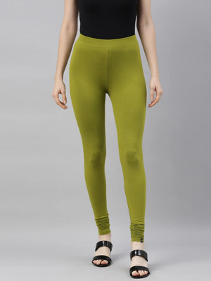 TWIN BIRDS Churidar Length Western Wear Legging(Green, Solid)