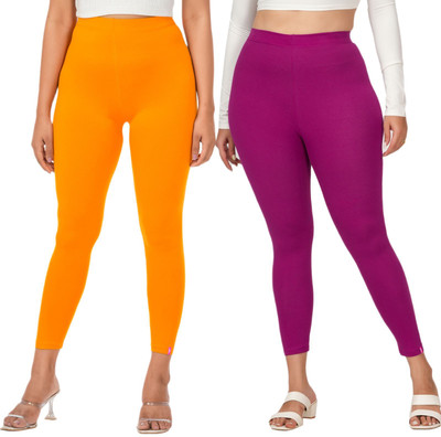 LoveiT Ankle Length Western Wear Legging(Yellow, Pink, Solid)