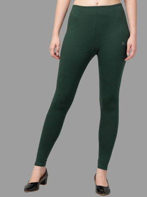Trend Level Ankle Length  Western Wear Legging(Dark Green, Solid)