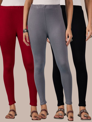 BuyNewTrend Ankle Length Western Wear Legging(Maroon, Black, Grey, Solid)