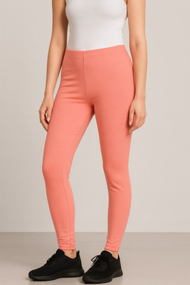 F65 Ankle Length Western Wear Legging(Orange, Solid)