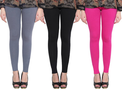 HOOKSPIN Ankle Length Ethnic Wear Legging(Grey, Black, Pink, Solid)