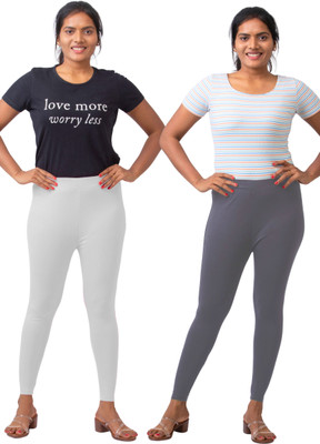 XUFA Ankle Length  Ethnic Wear Legging(White, Grey, Solid)