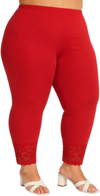 pinkshell Ankle Length Western Wear Legging(Red, Solid)