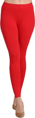 VFH Ankle Length  Western Wear Legging(Red, Solid)