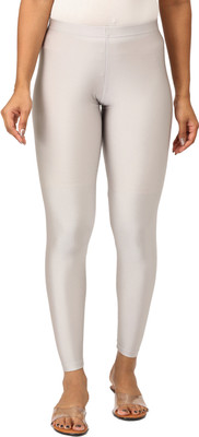i TEX Ankle Length  Western Wear Legging(Silver, Solid)