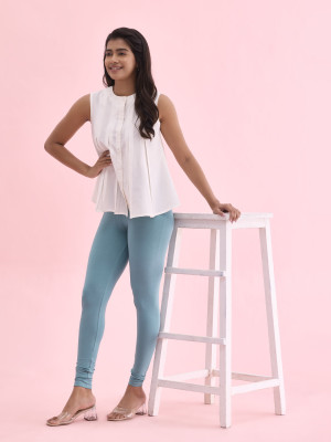 GO COLORS Ankle Length  Western Wear Legging(Green, Solid)