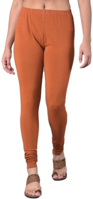 Comfort Lady Churidar Length Ethnic Wear Legging(Orange, Solid)