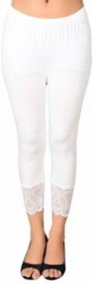 s r collection Ankle Length  Western Wear Legging(White, Self Design)