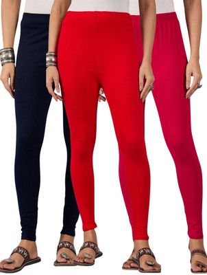 DIMPY GARMENTS Ankle Length Western Wear Legging(Dark Blue, Pink, Red, Solid)