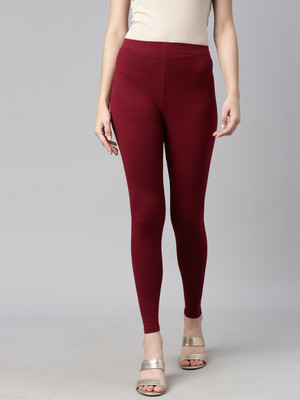 Curare Ankle Length  Western Wear Legging(Maroon, Solid)