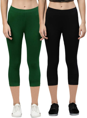 Rocksy 3/4th Capri leggings Women Black, Green Capri