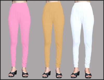 GN SPORTS Churidar  Western Wear Legging(Pink, Beige, White, Solid)