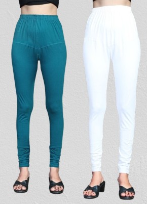 GN SPORTS Churidar  Western Wear Legging(Green, White, Solid)