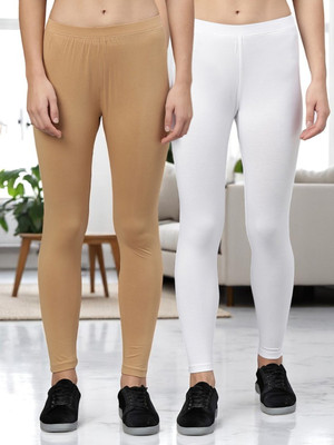 Kryptic Ankle Length  Western Wear Legging(Beige, White, Solid)