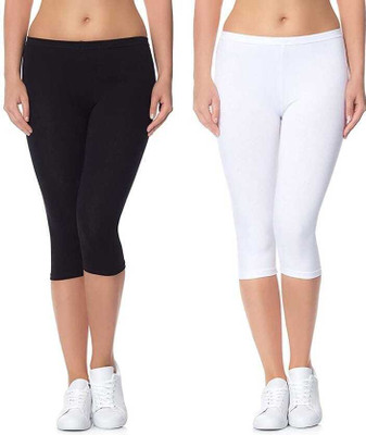 MADE4GOOD 3/4th/Calf Length Ethnic Wear Legging(Black, White, Solid)