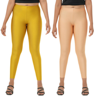 LoveiT Ankle Length Western Wear Legging(Light Green, Beige, Solid)