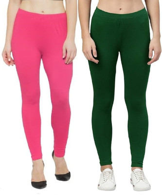 ZAYANQA Ankle Length Western Wear Legging(Pink, Green, Solid)