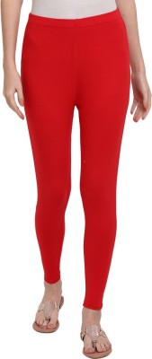 V-MART Ankle Length Western Wear Legging(Red, Solid)