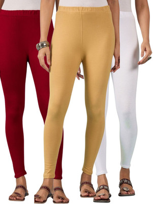 DIMPY GARMENTS Ankle Length Western Wear Legging(Maroon, Beige, White, Solid)