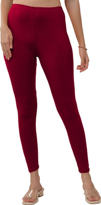 Lyra Ankle Length Western Wear Legging(Pink, Solid)