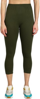 Paavki Ankle Length Western Wear Legging(Dark Green, Solid)