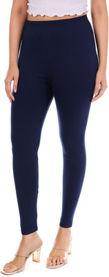 FIT FLICK Ankle Length  Western Wear Legging(Dark Blue, Solid)