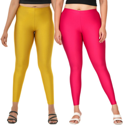 LoveiT Ankle Length Western Wear Legging(Light Green, Pink, Solid)