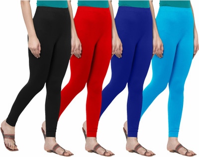 F A T A H Churidar  Ethnic Wear Legging(Red, Solid)