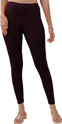Lyra Ankle Length  Ethnic Wear Legging(Maroon, Solid)