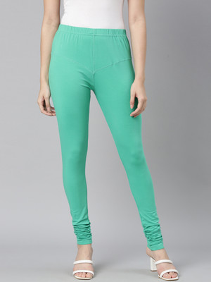 DIXCY SCOTT SLIMZ Churidar Length Western Wear Legging(Green, Solid)