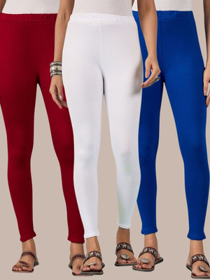 BuyNewTrend Ankle Length Western Wear Legging(Maroon, Blue, White, Solid)