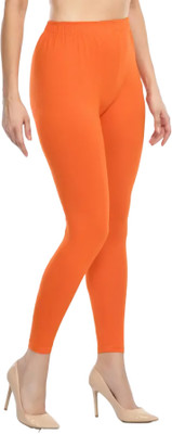 Sukhharta Ankle Length Western Wear Legging(Orange, Solid)