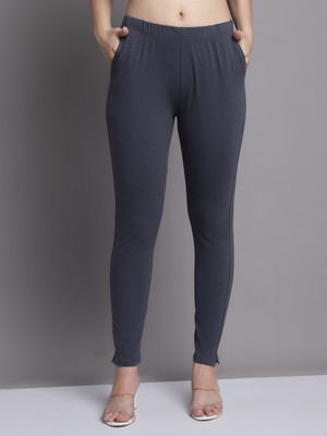 Bamboo Breeze Ankle Length  Western Wear Legging(Grey, Self Design)