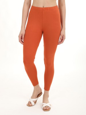 FLY BIRDS Ankle Length Western Wear Legging(Orange, Solid)