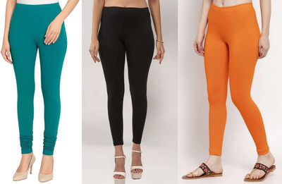 AK ULTIMATE Ankle Length  Ethnic Wear Legging(Orange, Solid)