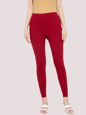 Belle Volly Ankle Length Ethnic Wear Legging(Maroon, Solid)