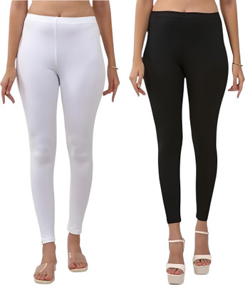DENSA Ankle Length  Ethnic Wear Legging(White, Solid)