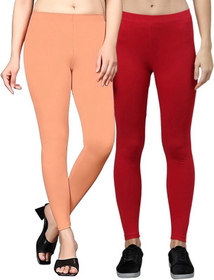 ZAYANQA Ankle Length Western Wear Legging(Red, Orange, Solid)