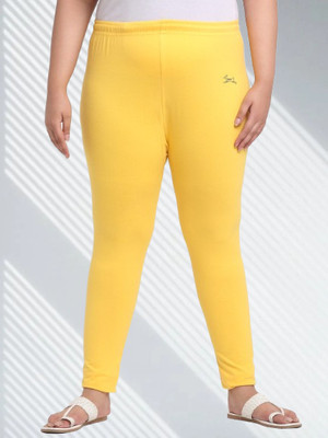 Trend Level Ankle Length Western Wear Legging(Yellow, Solid)