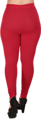 MUKHAKSH Ankle Length  Western Wear Legging(Red, Solid)
