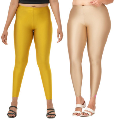 LoveiT Ankle Length Western Wear Legging(Light Green, Beige, Solid)