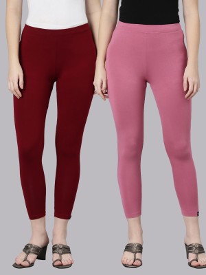 TWIN BIRDS 3/4th/Calf Length Western Wear Legging(Maroon, Pink, Solid)