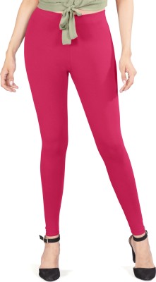 INDIAN FLOWER Ankle Length Western Wear Legging(Pink, Solid)