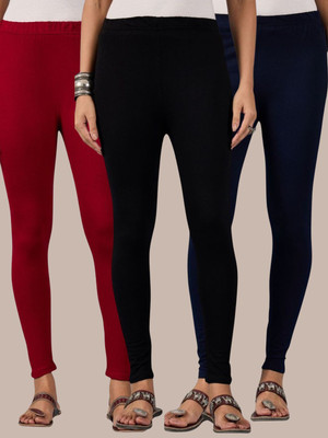 BuyNewTrend Ankle Length Western Wear Legging(Maroon, Dark Blue, Black, Solid)